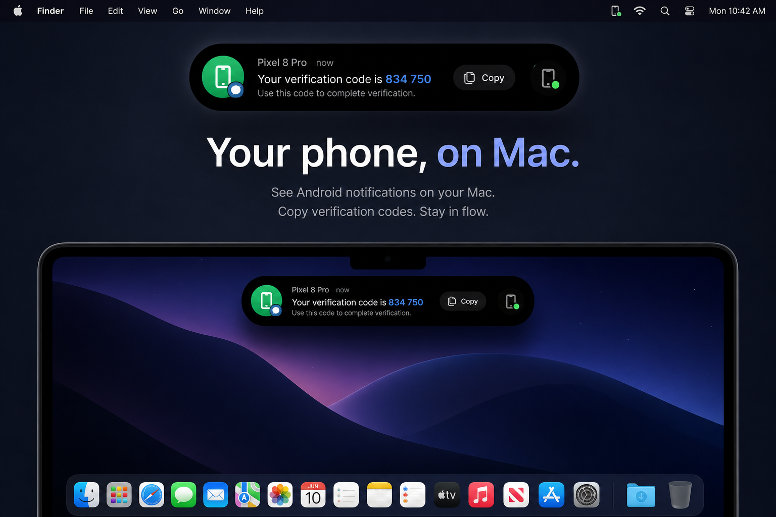 Dynamic Island notification with verification code